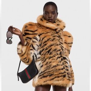Gucci tiger print fur coat